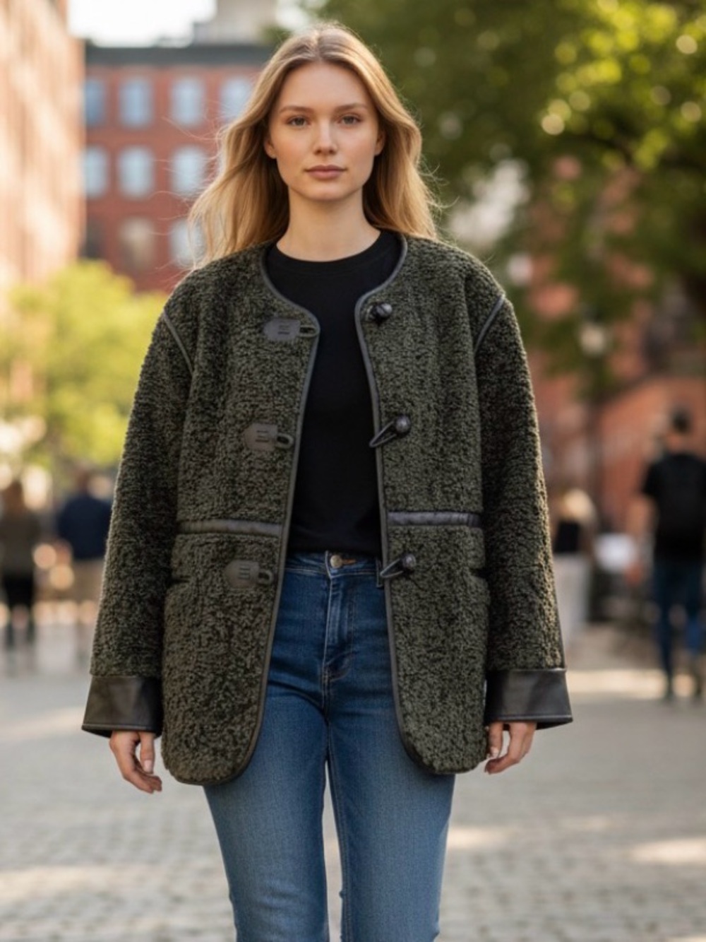 NWT Avec Les Filles Teddy Sherpa Toggle Coat